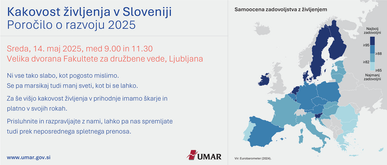 Vabilo na predstavitev publikacije Kakovost življenja v Sloveniji – Poročilo o razvoju 2025