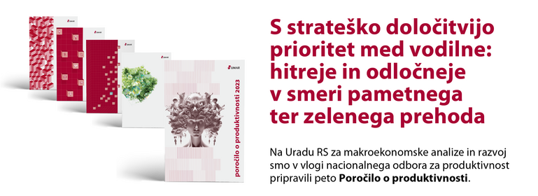 Slika za naslovnicami in besedilom: S strateško določitvijo prioritet med vodilne: hitreje in odločneje v smeri pametnega ter zelenega prehoda